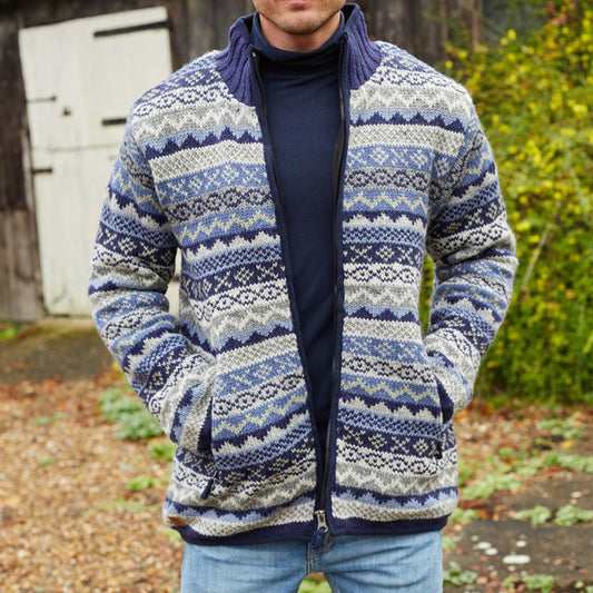 Mens Vintage Fair Isle Knitted Cardigan Sweater elevenforest