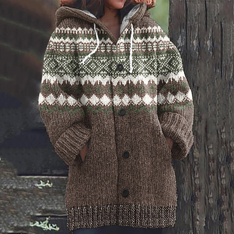 Vintage Tribal Icelandic Knitted Pattern Cozy Cardigan Sweater elevenforest