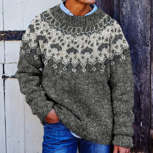 Men's Jacquard Animal Paw Pattern Cozy Knit Sweater elevenforest