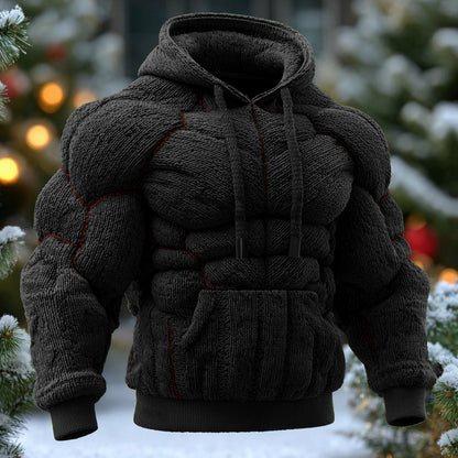 Line Art Knitted Warm Men's Hooded Sweater artswardrobe