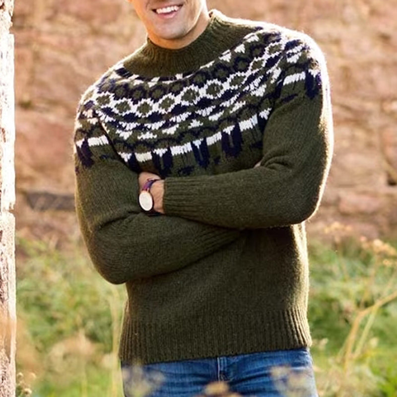 Vintage Jacquard Iceland Crew Neck Sweater elevenforest