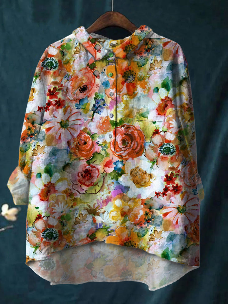 Women's Colorful Small Flower Print Shirt