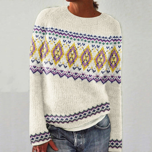 Vintage Ethnic Geometric Pattern Contrasting Warm And Comfortable Sweater elevenforest