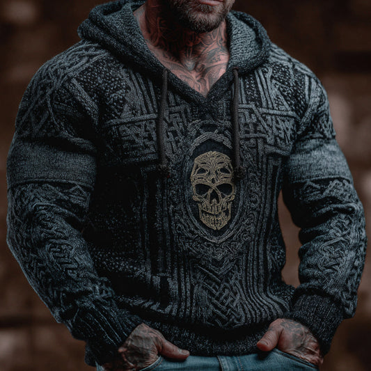 Men's Vintage Halloween Viking Embroidered Sweater artswardrobe