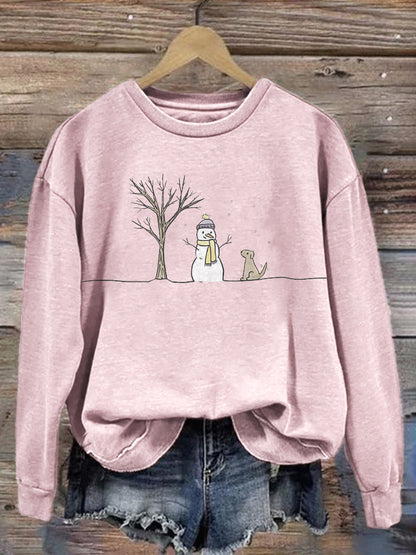 Comstylish Christmas Snowman Art Print Cozy Sweatshirt