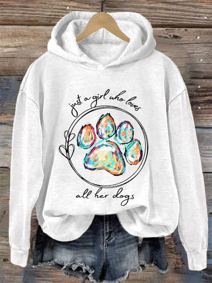 Comstylish Women's Just A Girl Who Loves All Her Dogs Casual Hoodie