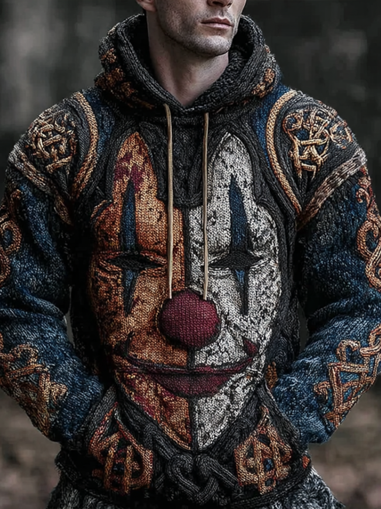 Men's Halloween Joker Mask Design Knit Beanie Sweater artswardrobe