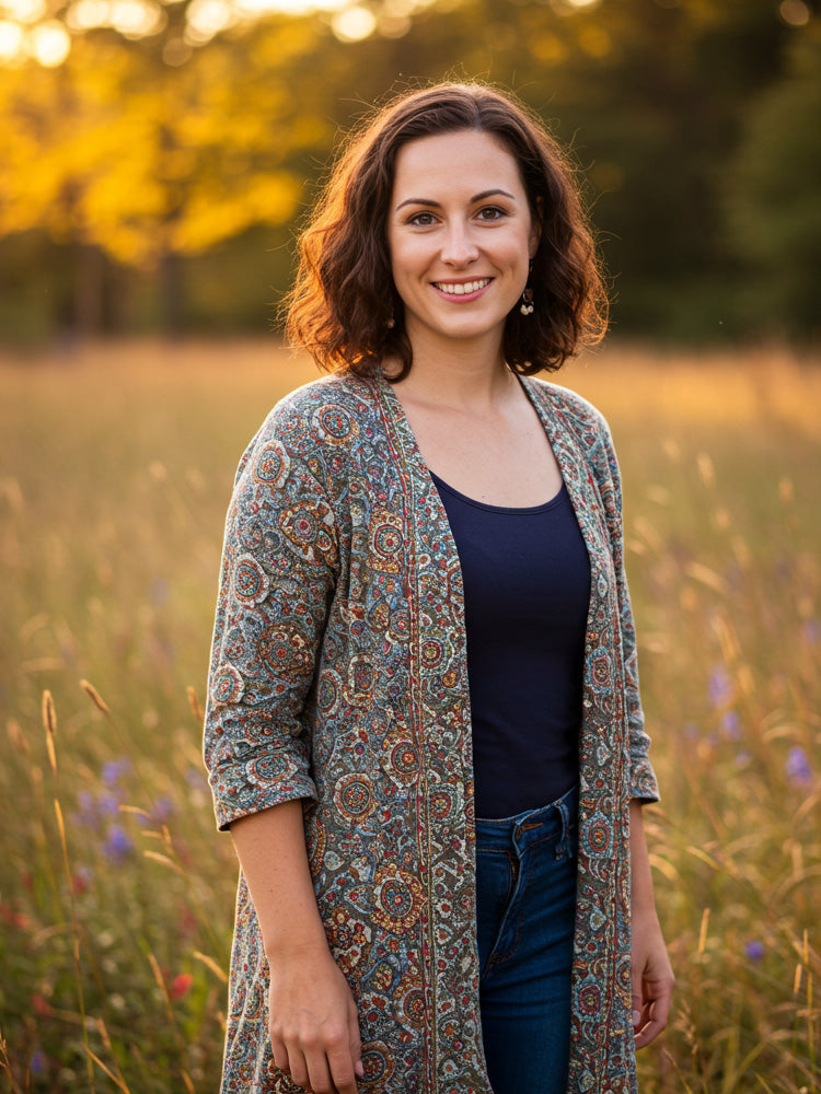 Women's Vintage Bohemian Print Cardigan artswardrobe