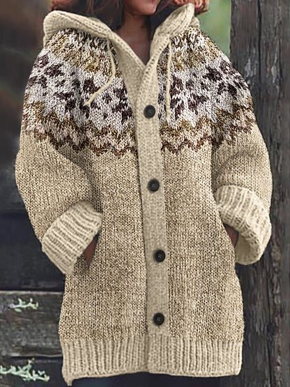 Vintage Knitted Jacquard Fairman Pattern Cozy Cardigan Sweater elevenforest