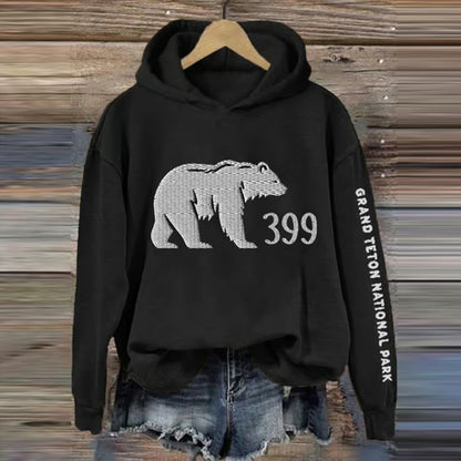 Comstylish Women Rip Grizzly 399 The Queen Of The Tetons Print Hoodie