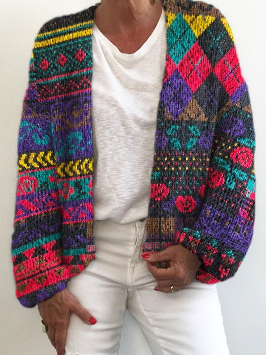 Women's Ethnic Floral Knit Sweater Cardigan elevenforest