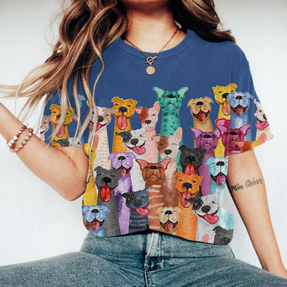 Comstylish Smile Cute Dogs Photo Printed Casual T-Shirt