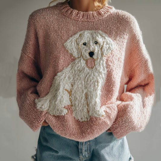 Fuzzy Goldendoodles Dog Felt Cozy Knit Sweater elevenforest