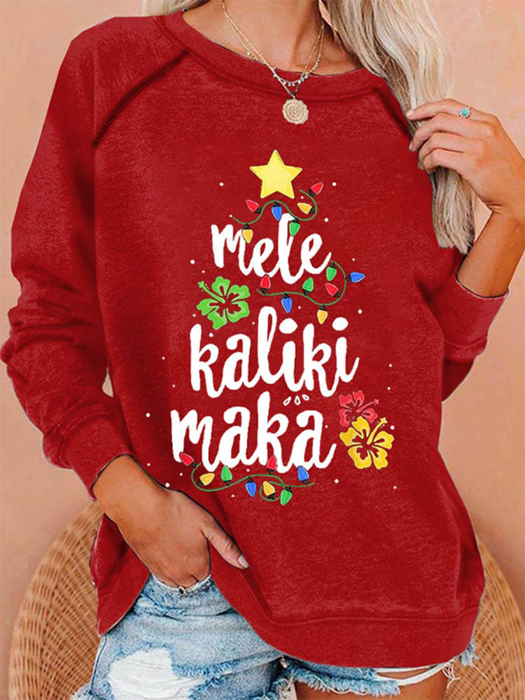 Comstylish Women's Christmas Print Casual Sweatshirt