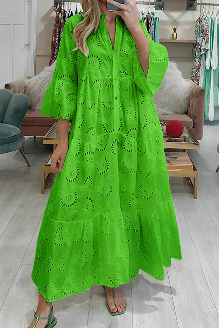 ER | Abito elegante con occhielli ricamati
