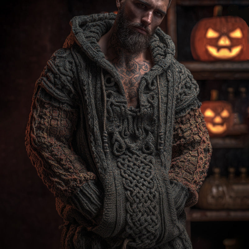 Men's Vintage Halloween Viking Embroidered Sweater artswardrobe