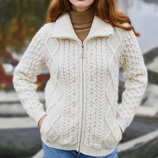 Vintage Lapel Chunky Zipper Irish Sweater elevenforest