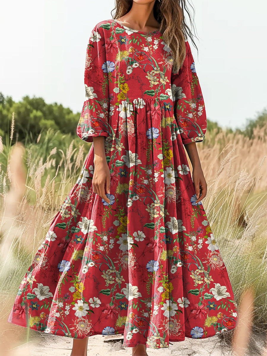 Women's Art Painting Hippie Print Long Sleeve Dress