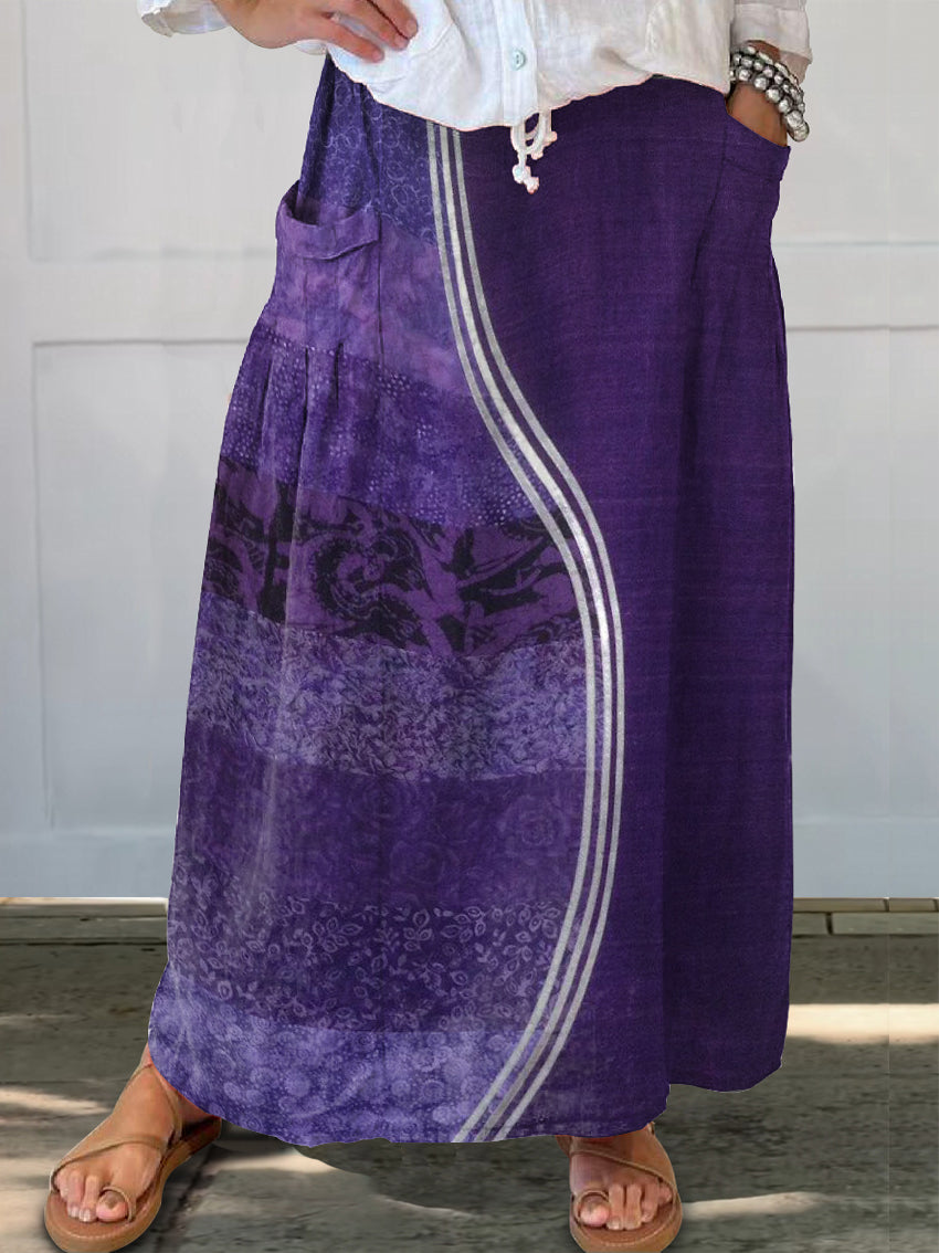 Women's Art Painting Ethnic Floral Patchwork Retro Print Skirt