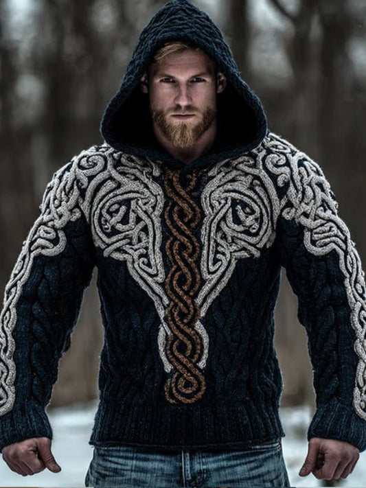 Men's Viking-inspired Warm Hooded Sweater artswardrobe