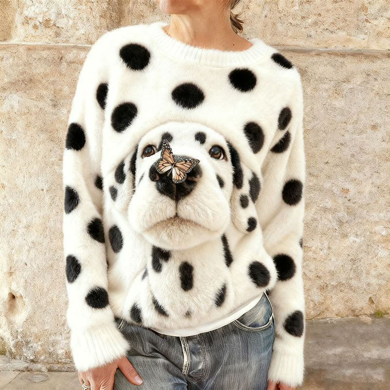 Comstylish Women's Cute Dalmatian Puppy Art Cozy Plush Sweatshirt