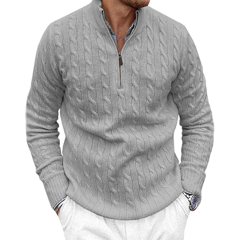 Men's Solid Color Knitted Zipper Sweater elevenforest