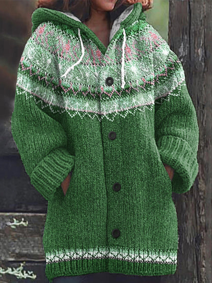 Vintage Icelandic Knit Jacquard Warmth Print Women's Sweater elevenforest