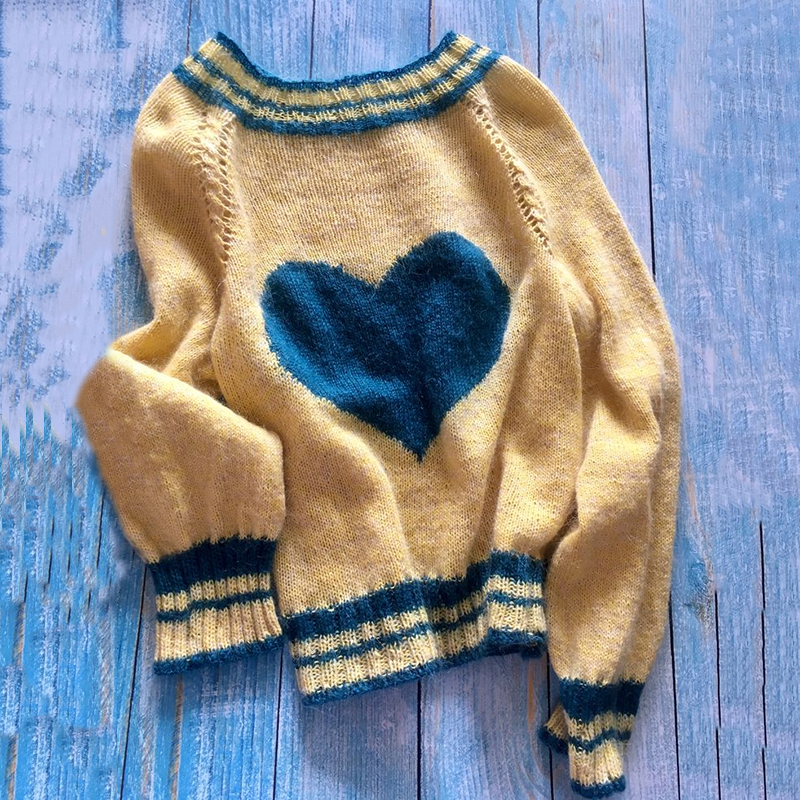 Women's Valentine Heart Love Warmth Cozy Knit Sweater elevenforest