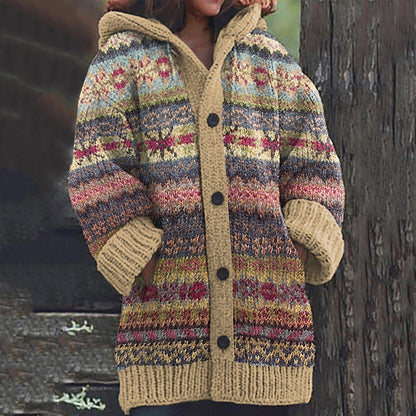 Vintage Fairman Island Knit Jacquard Hooded Sweater Cardigan elevenforest