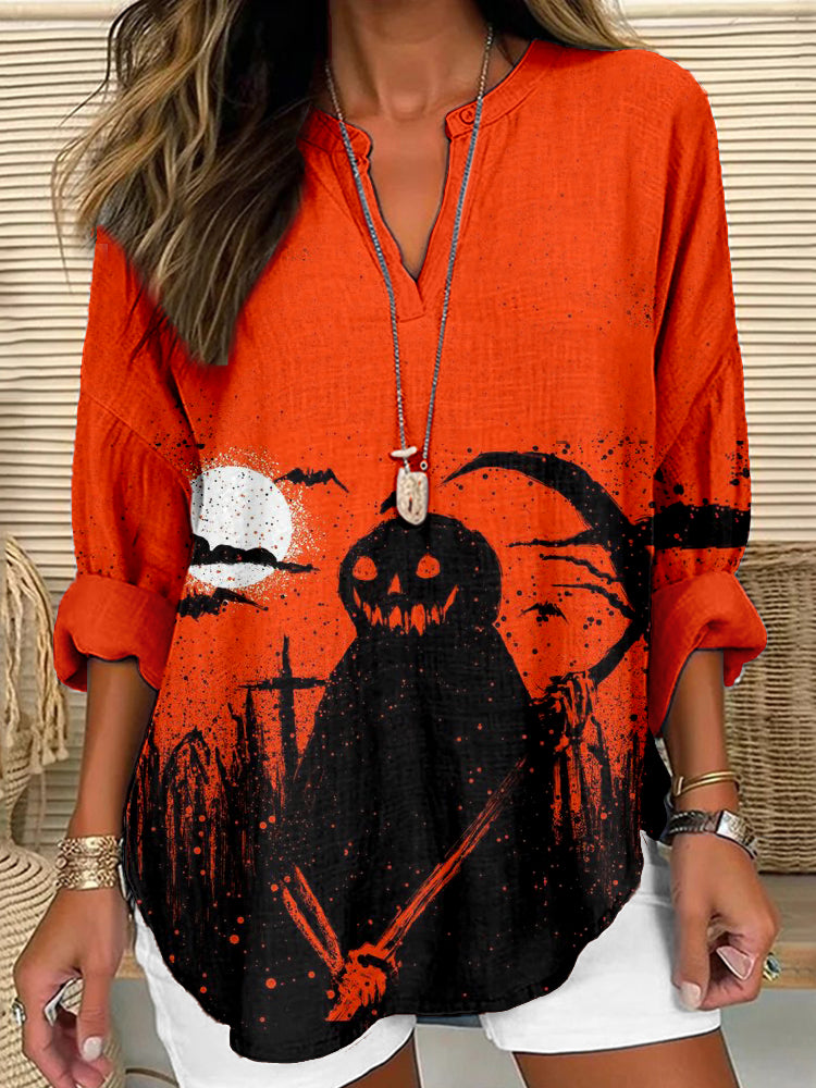 Vintage Halloween Pumpkin Ghost Art Cozy Tunic artswardrobe