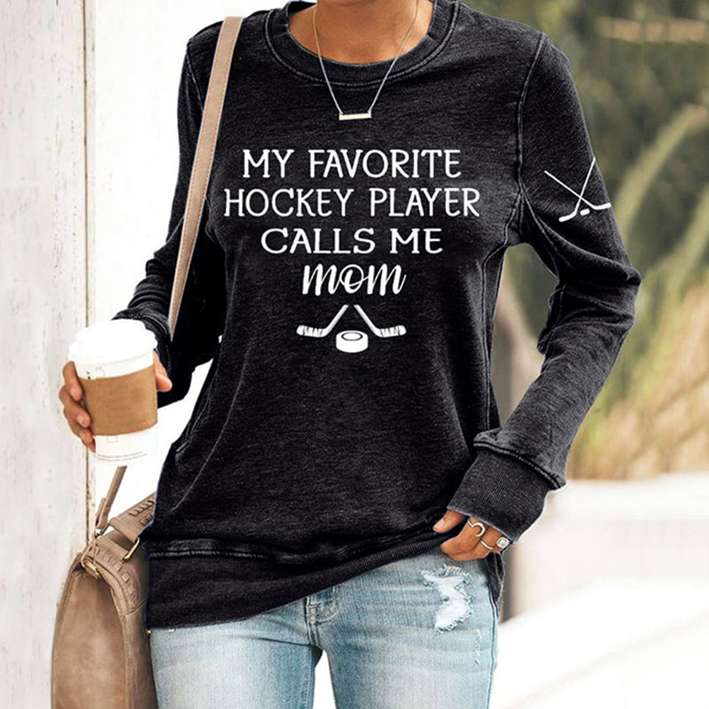 Comstylish Women's My Favourite Hockey Player Calls Me Mom Printed Casual Sweatshirt