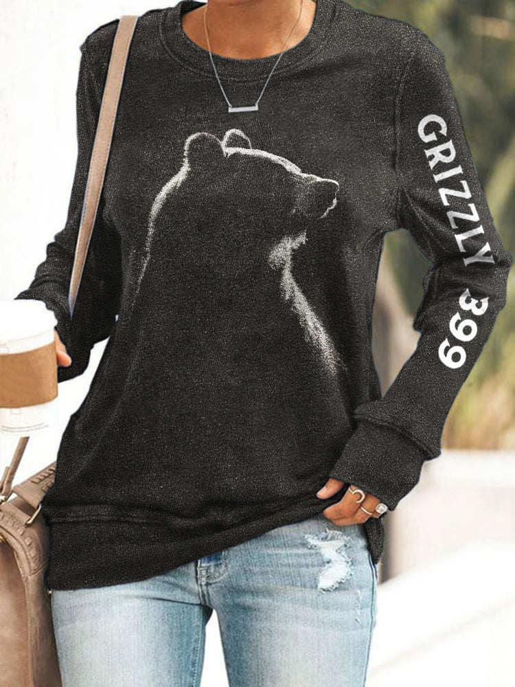 Comstylish Western Bear 399 Animal Silhouette Women's Long Sleeve T-Shirt