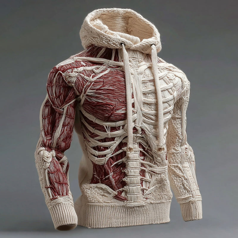 Men's Halloween Anatomy Art Hooded Sweater artswardrobe