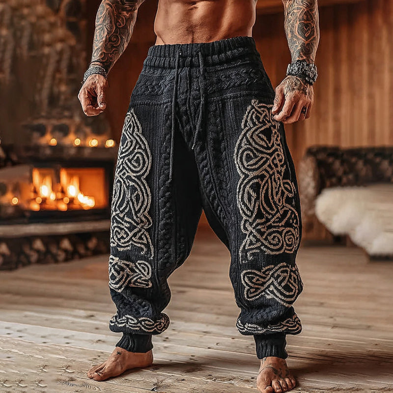 Men's Viking Tribal Celtic Geometry Pattern Art Knit Pants artswardrobe