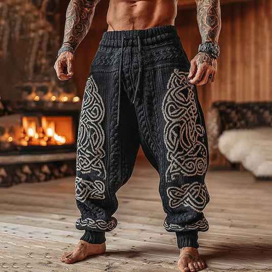 Men's Viking Tribal Celtic Geometry Pattern Art Knit Pants artswardrobe