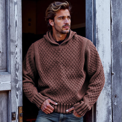 Men's Retro Cross Pattern Hooded Sweater elevenforest