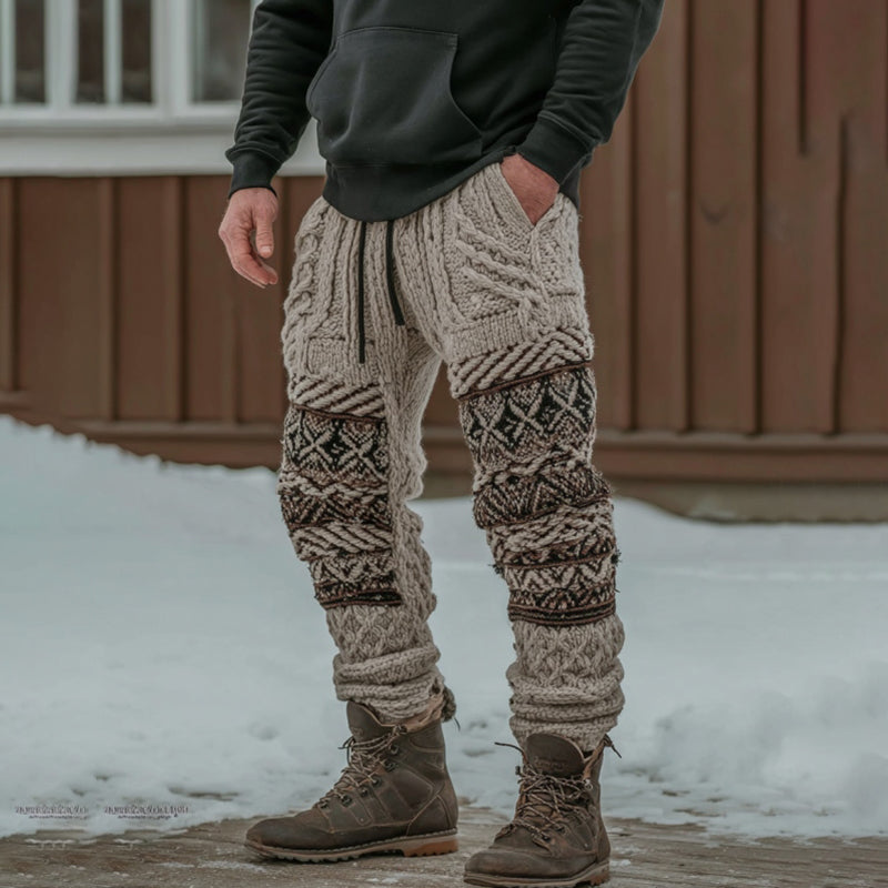Men's Viking Tribal Geometry Pattern Art Knit Pants artswardrobe