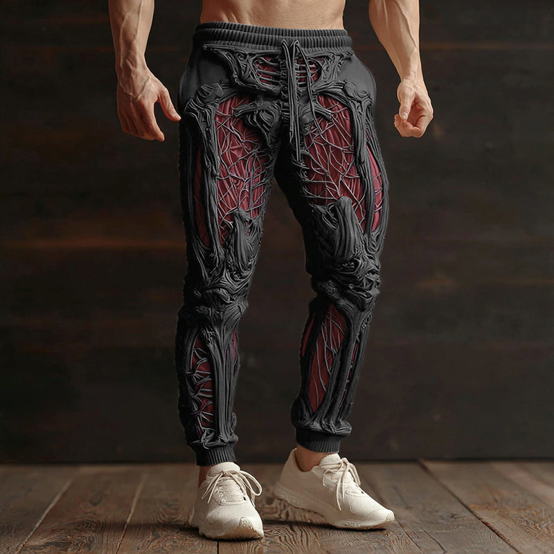 Men's Vintage Halloween Skeleton Art Sweatpants artswardrobe