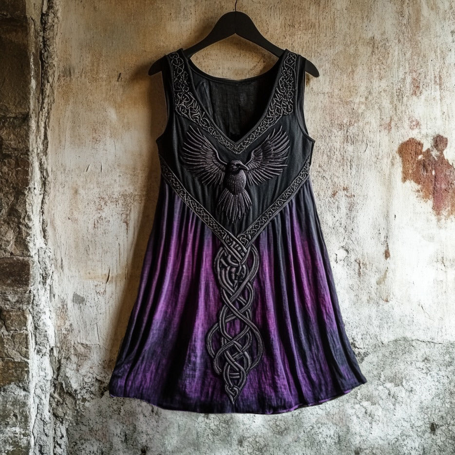 Tribal Raven Celtic Knot Gradient Art Linen Blend Tank Top artswardrobe