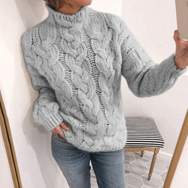 Casual Turtleneck Twist Long Sleeve Sweater elevenforest
