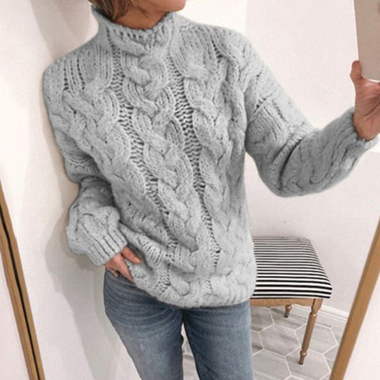Casual Turtleneck Twist Long Sleeve Sweater elevenforest