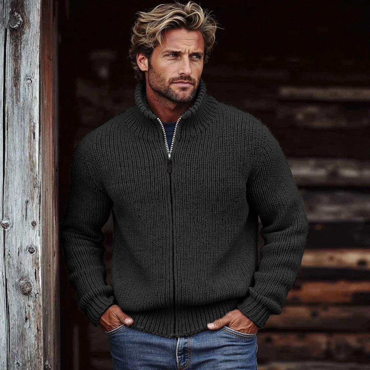 Men's Vintage Solid Color Turtleneck Sweater artswardrobe
