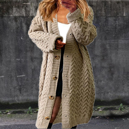 Solid Color Loose Mid Length Twist Button Sweater Cardigan elevenforest