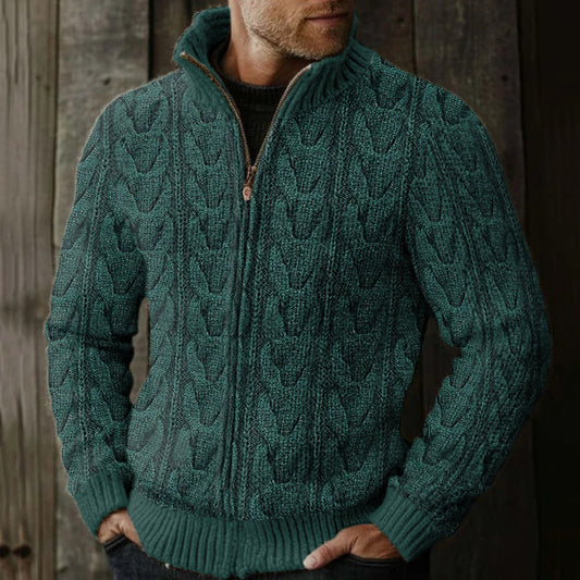 Men's Vintage Fairman Island Knitted Pattern Zip Sweater artswardrobe
