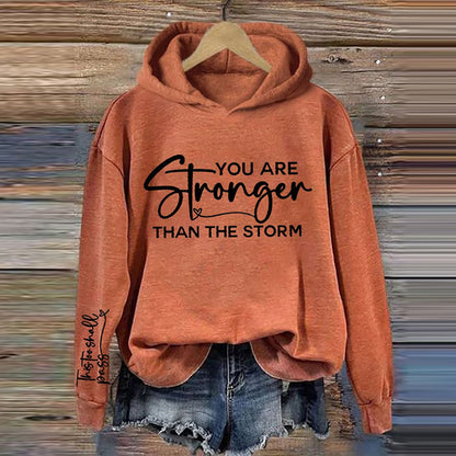 Comstylish You Are Stronger Than The Storm Printed Hoodie