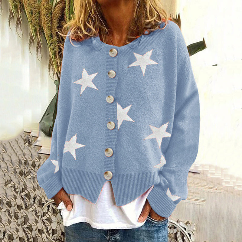 Five-Pointed Star Single-Breasted Sweater Cardigan artswardrobe