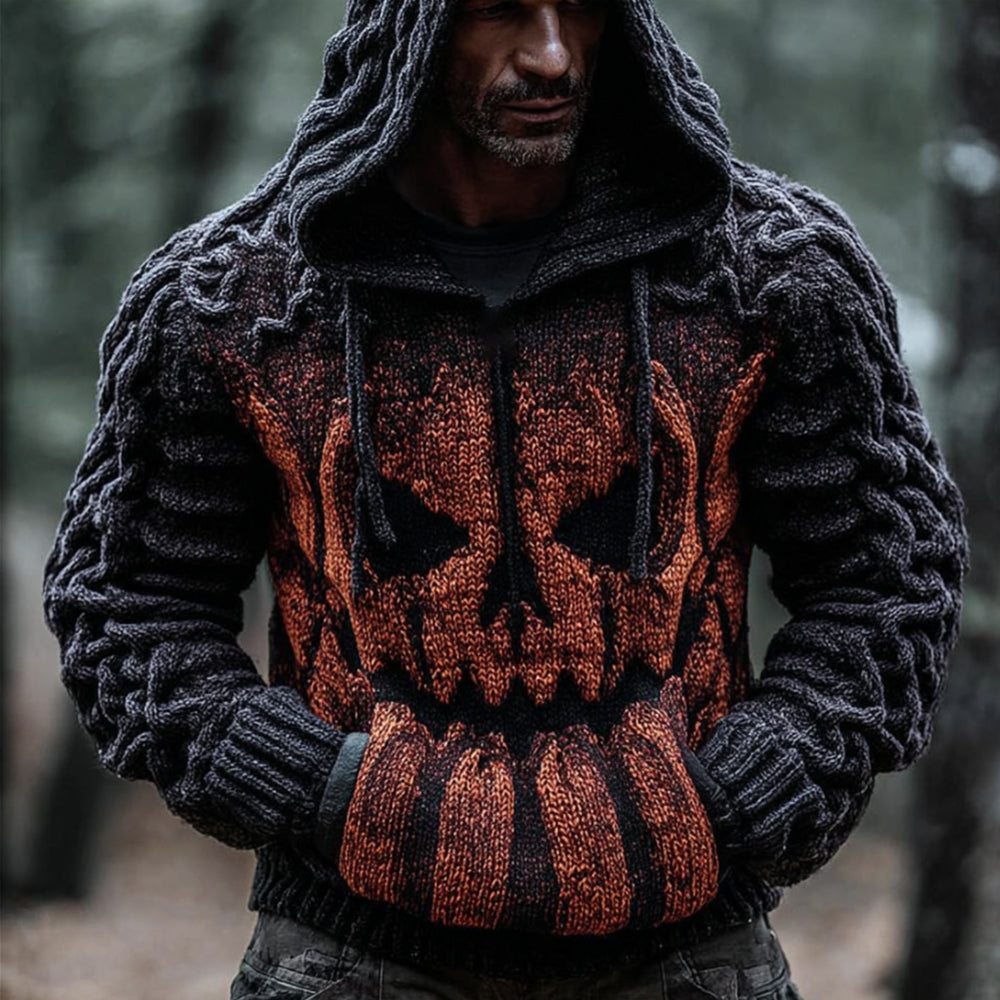 Men Halloween Evil Pumpkin Head Ancient Hooded Sweater artswardrobe