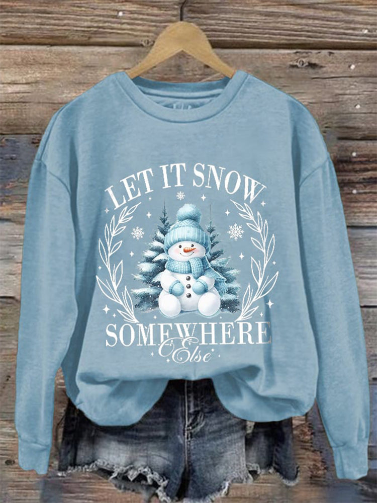 Comstylish Women's Let It Snow Snowman Print Casual Sweatshirt