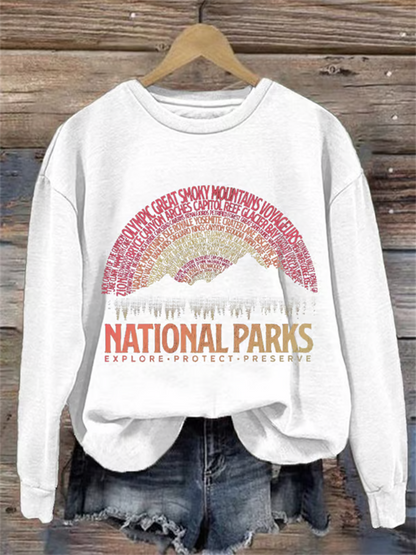 Comstylish Women's Hotspots 63 National Parks Explore, Protect, And Preserve Printed Casual Sweatshirts
