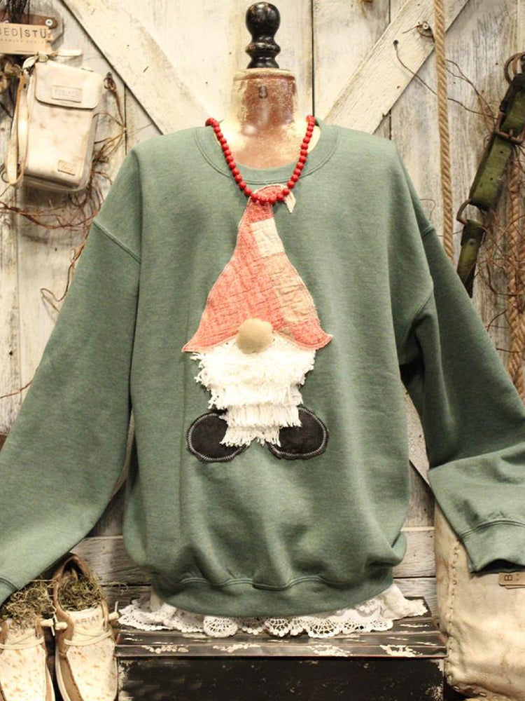 Comstylish Cute Christmas Gnome Pattern Vintage Sweatshirt